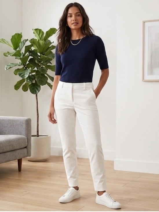 LOFT Pants - White Velvet Skinny-Fit Pants